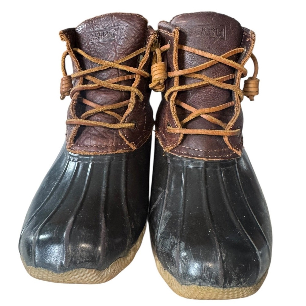 Sperry Top Sider Women's Duck Boots Brown Leather Rubber Waterproof Size 6‎